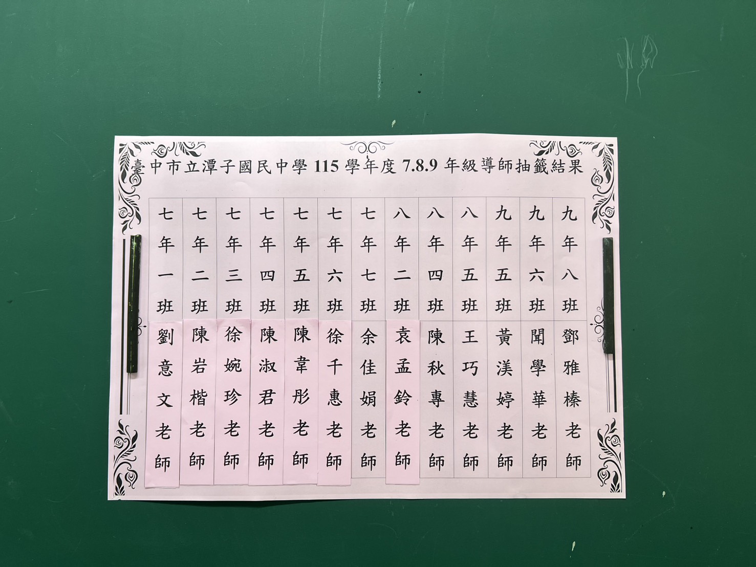 115學年度新任導師名單